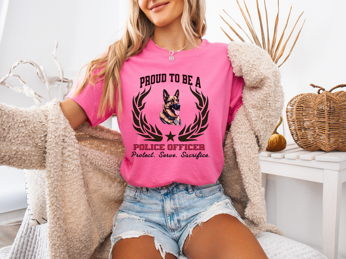 Proud to Be a Police Officer T-Shirt – “Protect. Serve. Sacrifice” | Unisex Law Enforcement Pride Tee