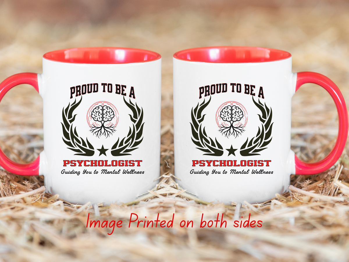 PROUD TO BE A PSYCHOLOGIST Accent Coffee Mug – “Guiding You to Mental Wellness” – Therapy & Psychology Gift by New Edge Gifts and Novelties