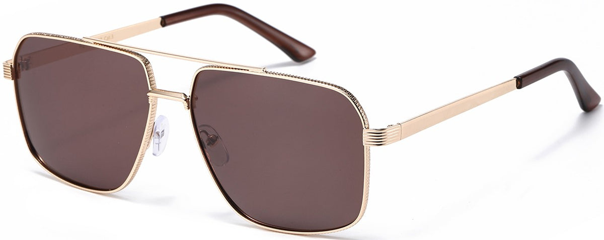 Polarized PZ-AV5227 Square Aviator Sunglasses – UV400 TAC Lens Gold Frame Brown Lens, Men’s Classic Luxury Driving Shades