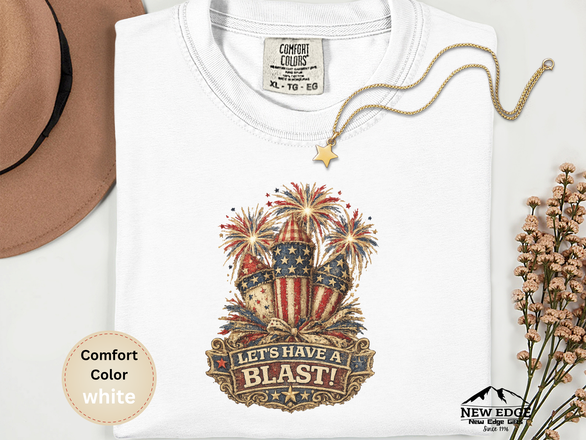 Patriotic Fabric Firecracker Faux Patchwork Comfort Colors T Shirt Vintage Americana Fourth of July Graphic Tee