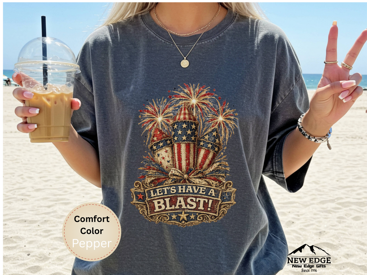 Patriotic Fabric Firecracker Faux Patchwork Comfort Colors T Shirt Vintage Americana Fourth of July Graphic Tee