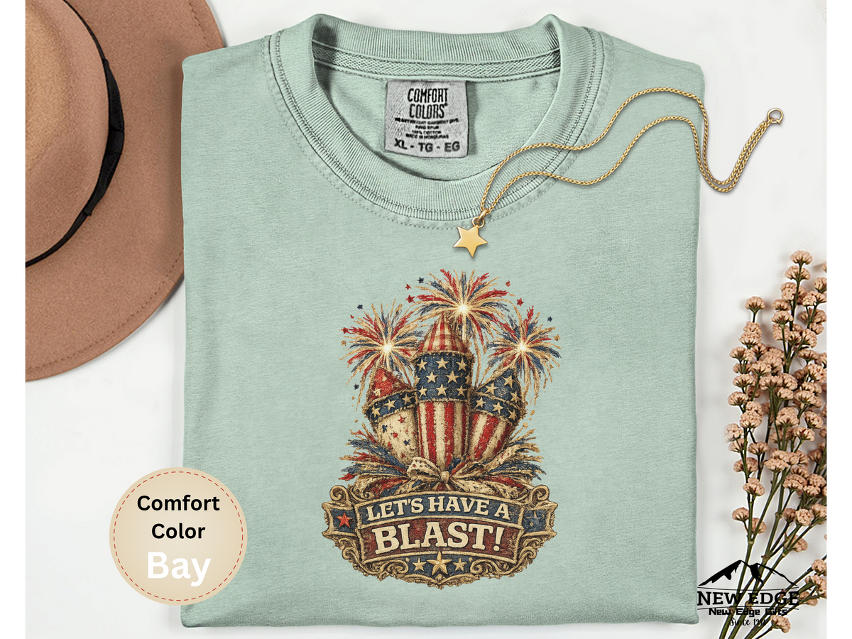 Patriotic Fabric Firecracker Faux Patchwork Comfort Colors T Shirt Vintage Americana Fourth of July Graphic Tee