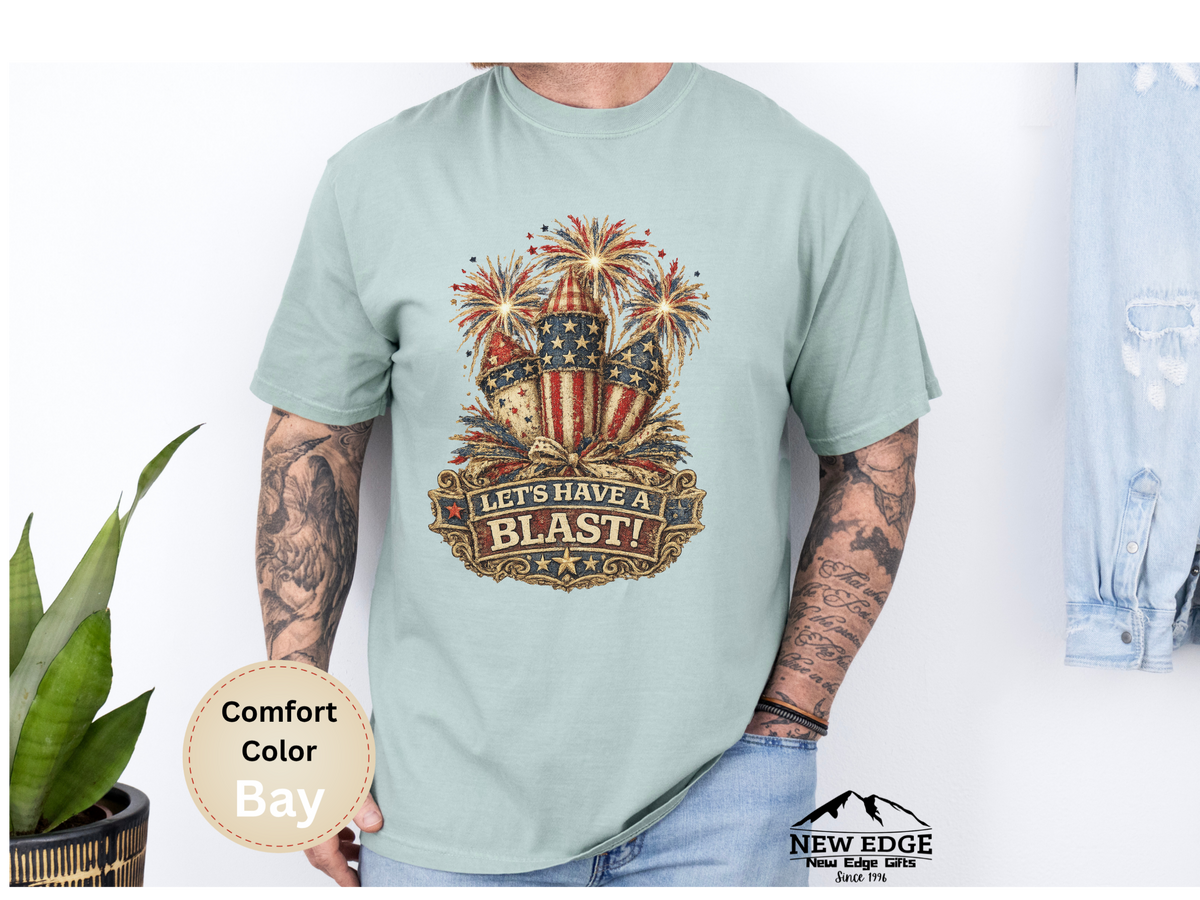 Patriotic Fabric Firecracker Faux Patchwork Comfort Colors T Shirt Vintage Americana Fourth of July Graphic Tee