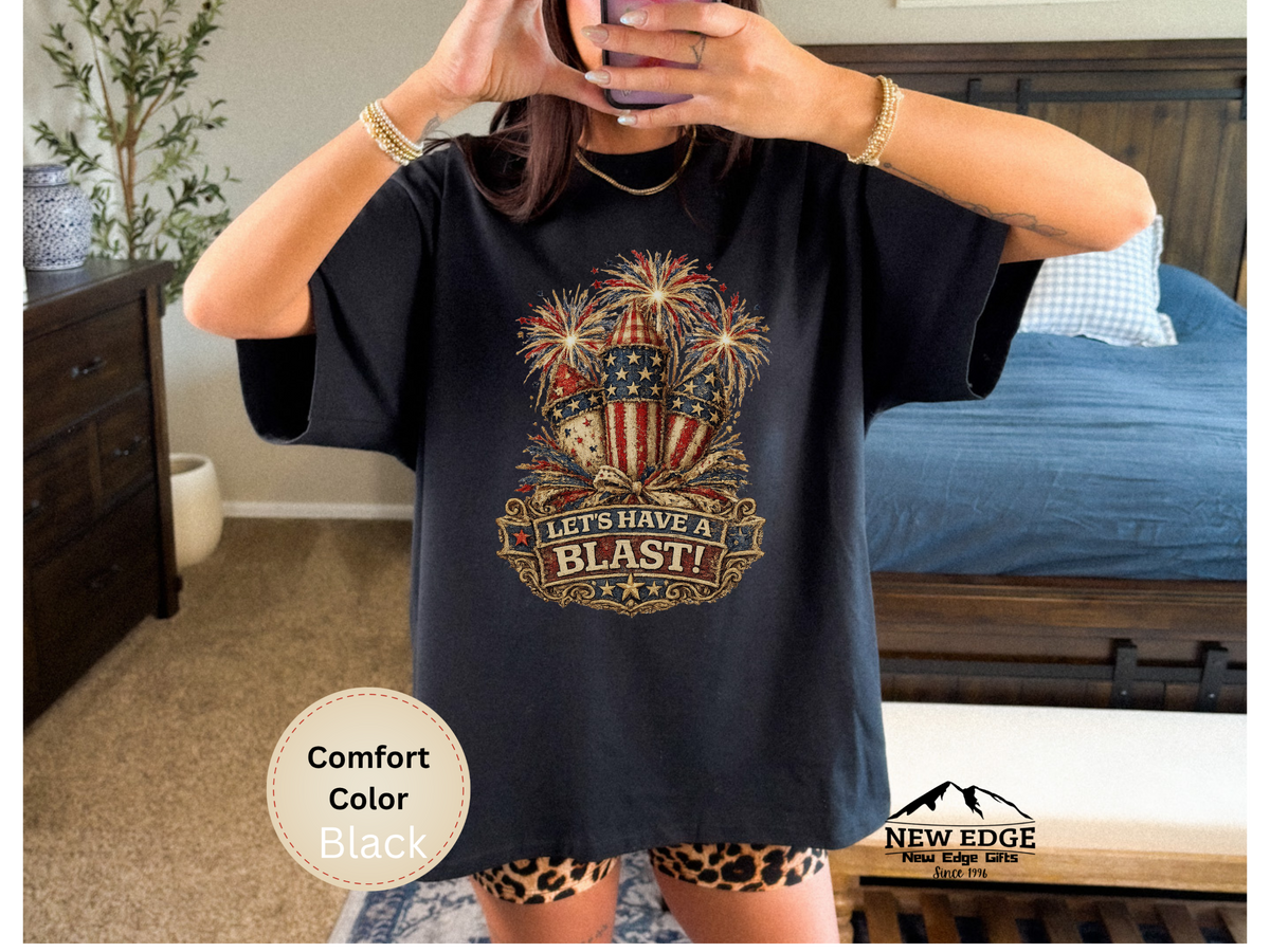 Patriotic Fabric Firecracker Faux Patchwork Comfort Colors T Shirt Vintage Americana Fourth of July Graphic Tee