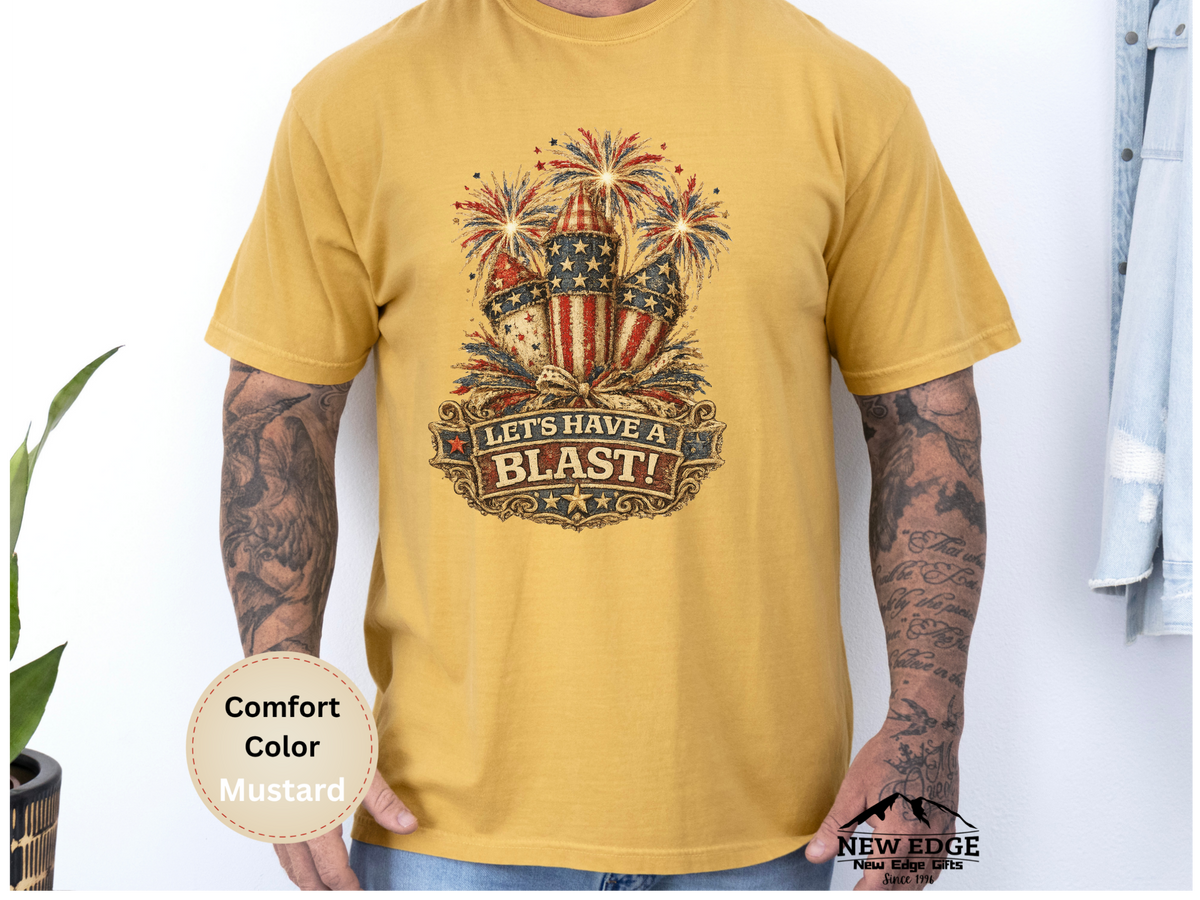 Patriotic Fabric Firecracker Faux Patchwork Comfort Colors T Shirt Vintage Americana Fourth of July Graphic Tee