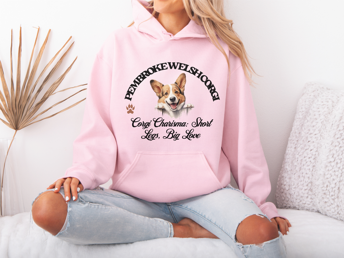 Pembroke Welsh Corgi Dog Hoodie – "Corgi Charisma: Short Legs, Big Love" | Unisex Cozy Hoodie for Adorable Royalty