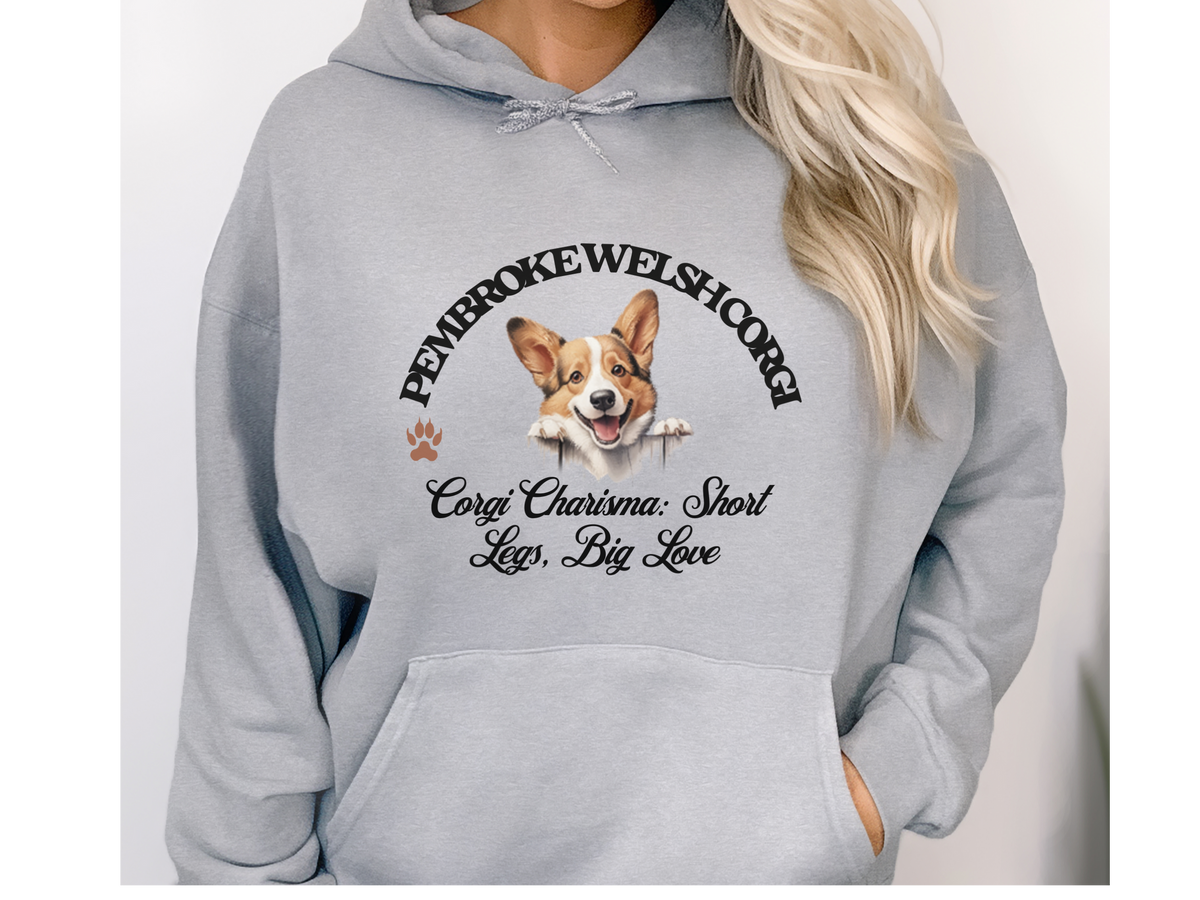 Pembroke Welsh Corgi Dog Hoodie – "Corgi Charisma: Short Legs, Big Love" | Unisex Cozy Hoodie for Adorable Royalty