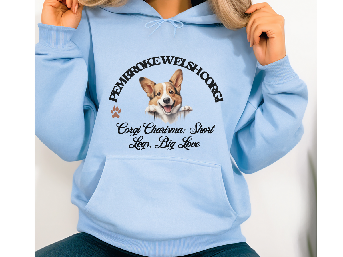Pembroke Welsh Corgi Dog Hoodie – "Corgi Charisma: Short Legs, Big Love" | Unisex Cozy Hoodie for Adorable Royalty