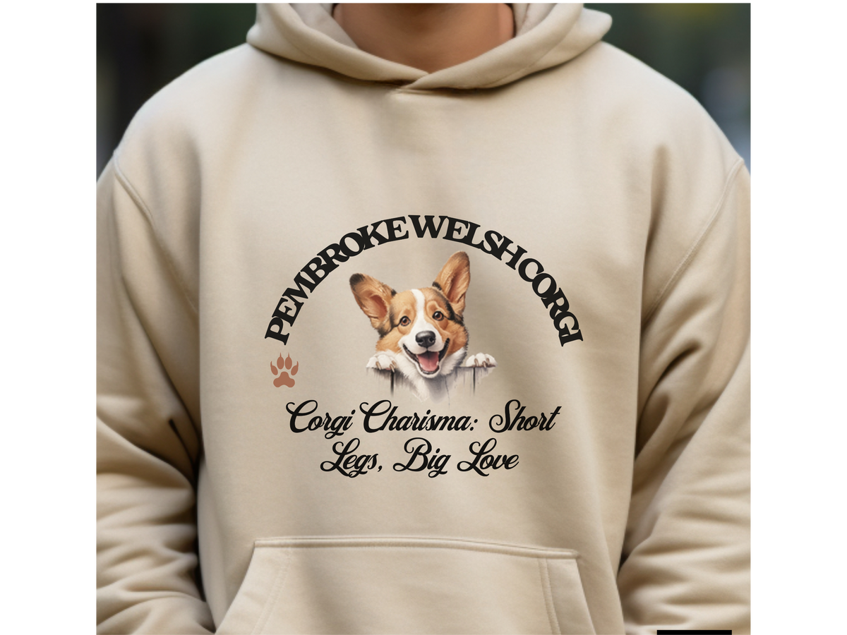 Pembroke Welsh Corgi Dog Hoodie – "Corgi Charisma: Short Legs, Big Love" | Unisex Cozy Hoodie for Adorable Royalty