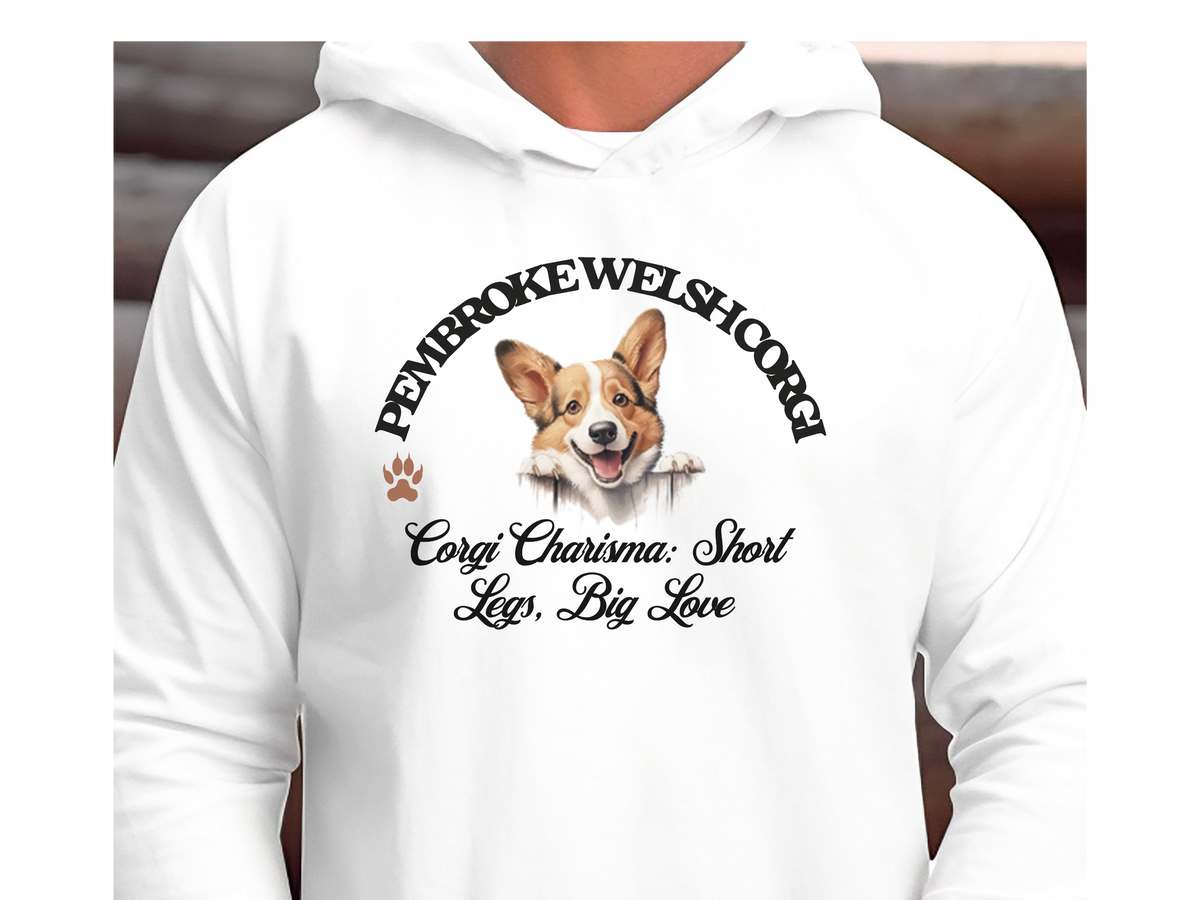 Pembroke Welsh Corgi Dog Hoodie – "Corgi Charisma: Short Legs, Big Love" | Unisex Cozy Hoodie for Adorable Royalty