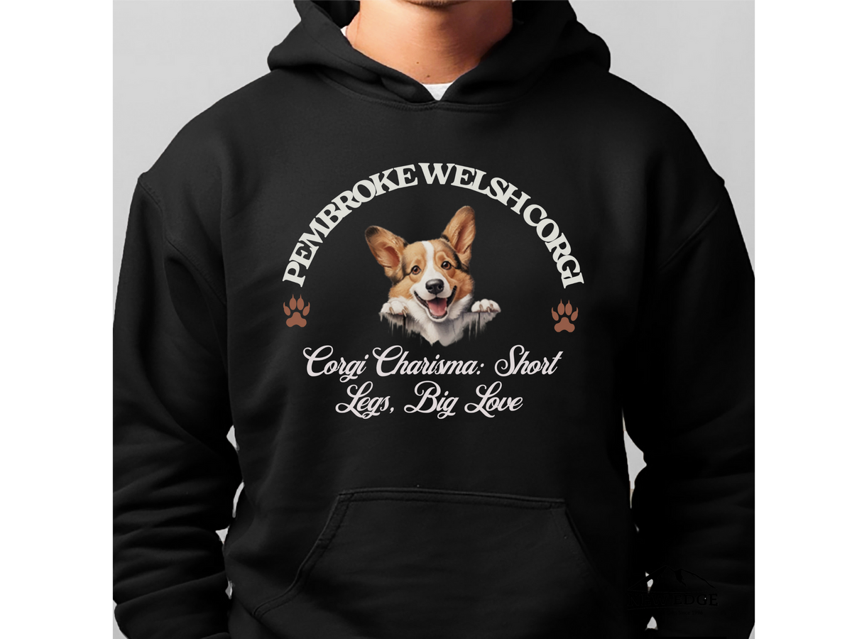 Pembroke Welsh Corgi Dog Hoodie – "Corgi Charisma: Short Legs, Big Love" | Unisex Cozy Hoodie for Adorable Royalty