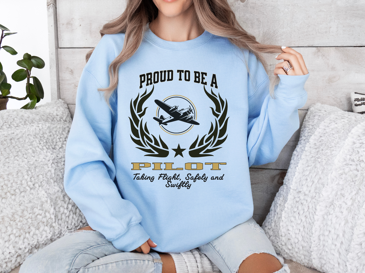 Proud to Be a Pilot Sweatshirt – Unisex Aviation Crewneck for Flight Professionals