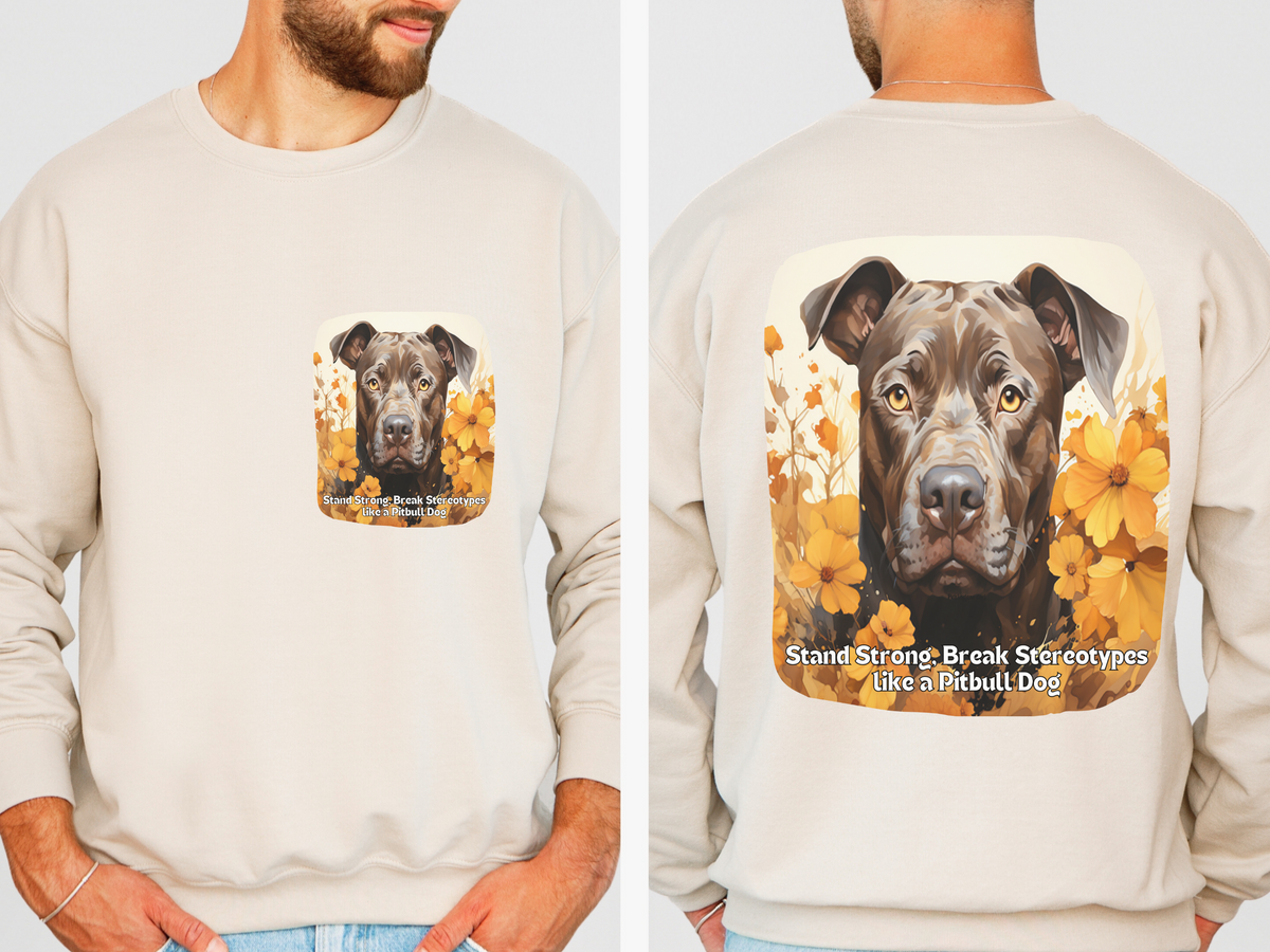 Pitbull Pride Sunflower Sweatshirt – 'Stand Strong, Break Stereotypes' – Unisex Bully Breed Awareness Pullover