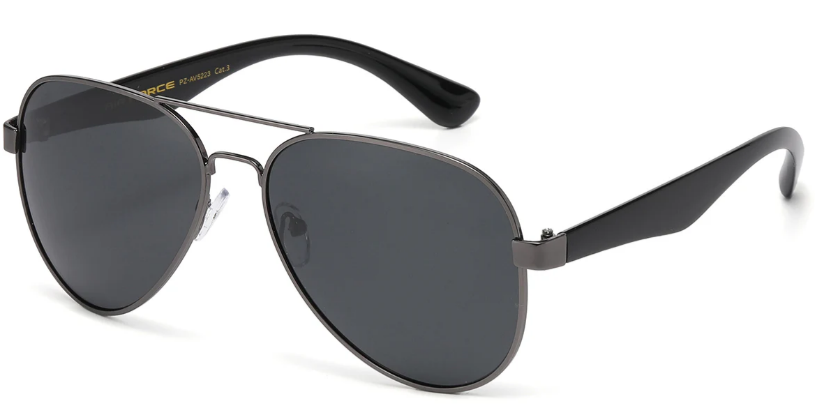 Polarized Air Force PZ-AV5223 Aviator Sunglasses – UV400 TAC Lens, Nickel Silver Frame, Smoke Brown Green Lens, Men’s Classic Shades
