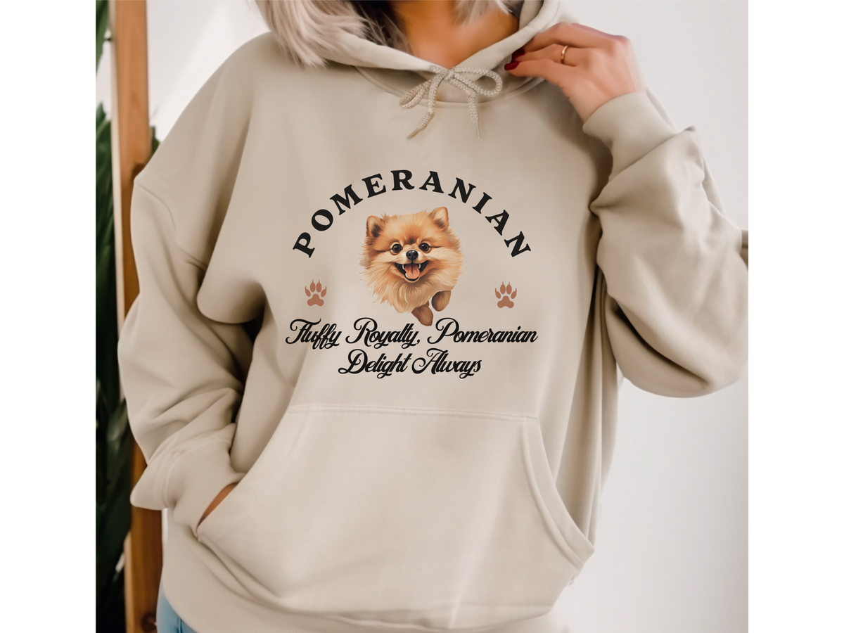 Pomeranian Dog Hoodie – "Fluffy Royalty: Pomeranian Delight Always" | Unisex Cozy Hoodie for Small & Stylish Pups