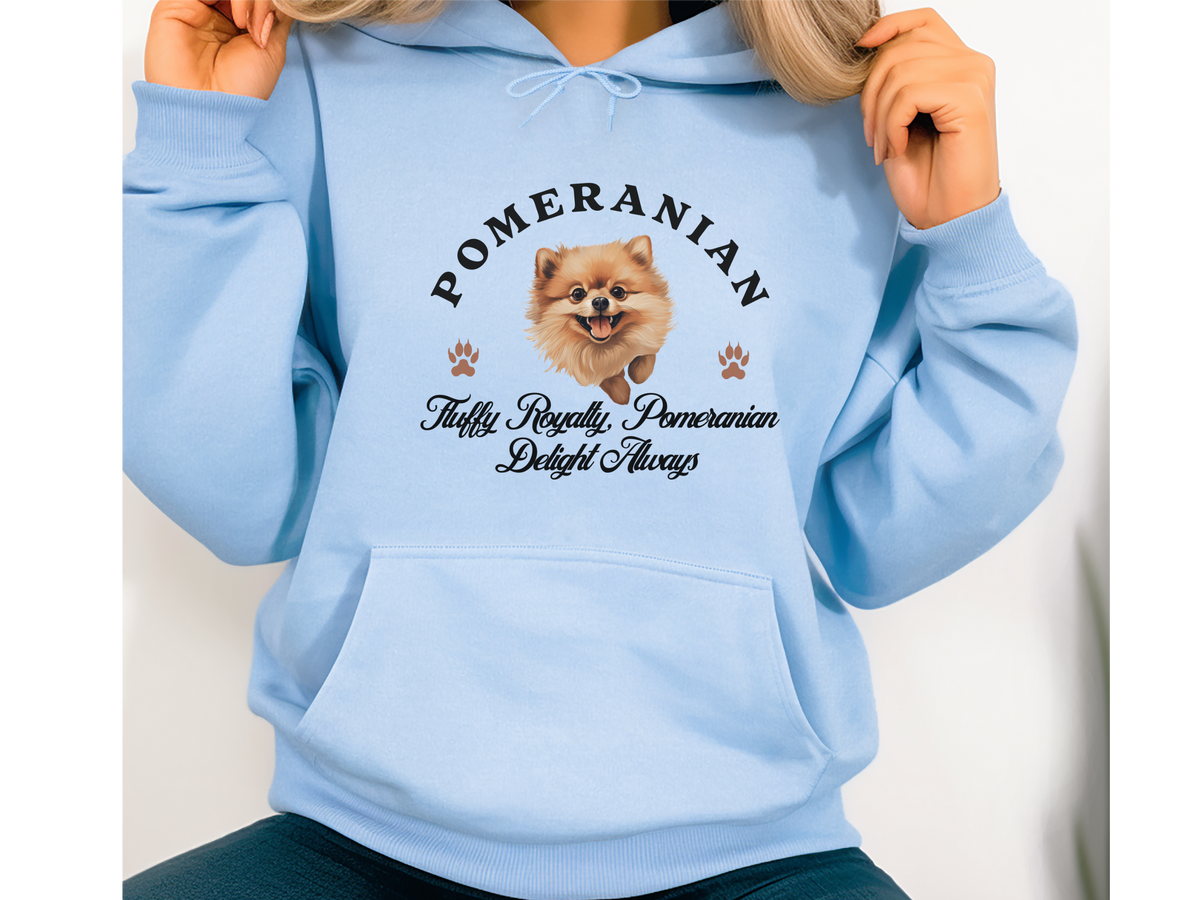 Pomeranian Dog Hoodie – "Fluffy Royalty: Pomeranian Delight Always" | Unisex Cozy Hoodie for Small & Stylish Pups