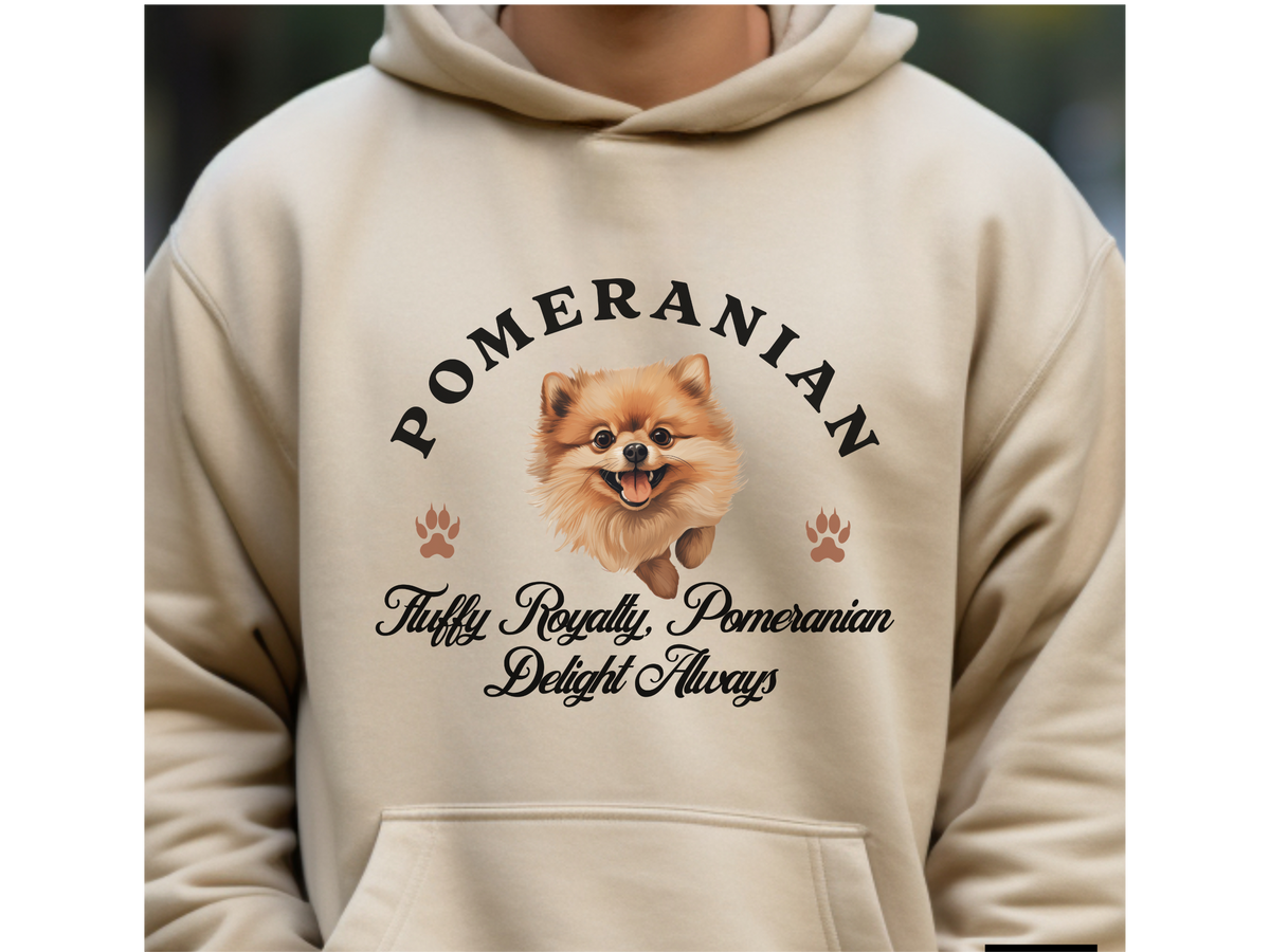 Pomeranian Dog Hoodie – "Fluffy Royalty: Pomeranian Delight Always" | Unisex Cozy Hoodie for Small & Stylish Pups