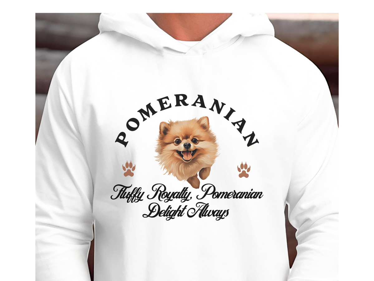 Pomeranian Dog Hoodie – "Fluffy Royalty: Pomeranian Delight Always" | Unisex Cozy Hoodie for Small & Stylish Pups