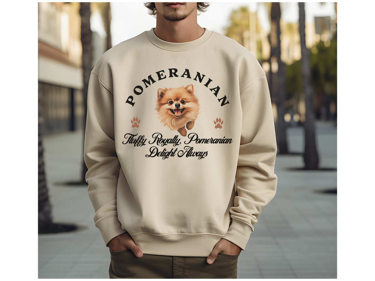 Pomeranian Sweatshirt – Fluffy Royalty, Pomeranian Delight Always – Unisex Dog Lover Apparel