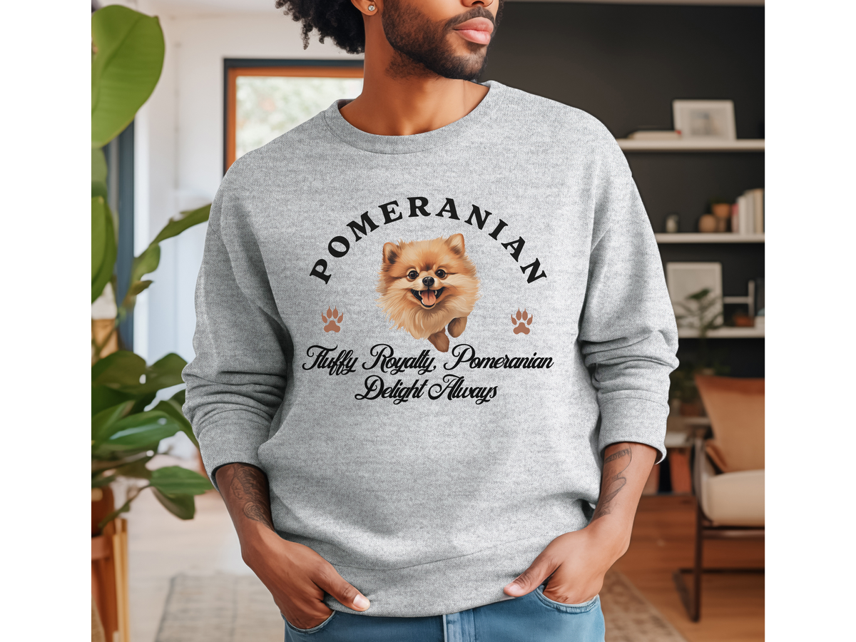 Pomeranian Sweatshirt – Fluffy Royalty, Pomeranian Delight Always – Unisex Dog Lover Apparel