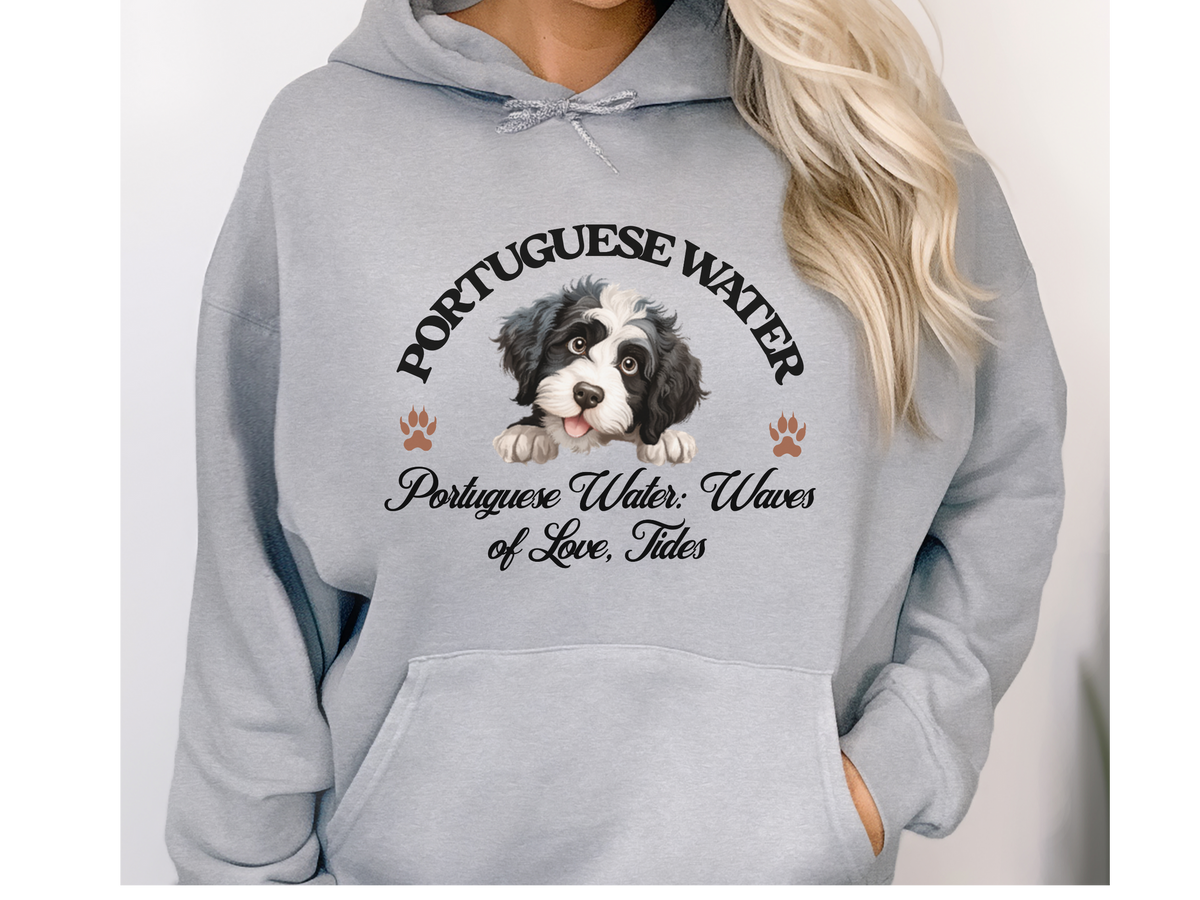 Portuguese Water Dog Hoodie – "Portuguese Water: Waves of Love, Tides of Loyalty" | Unisex Cozy Hoodie for Adventurous Dogs