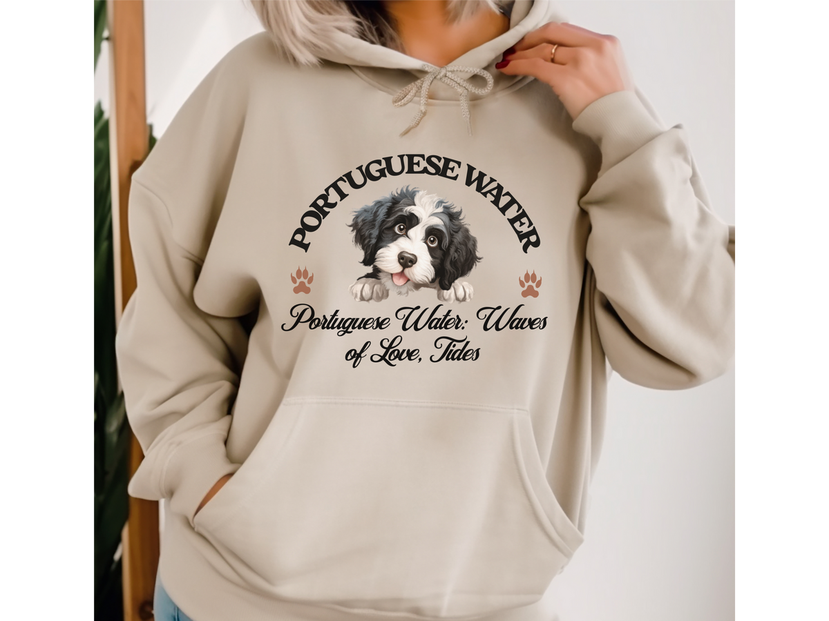 Portuguese Water Dog Hoodie – "Portuguese Water: Waves of Love, Tides of Loyalty" | Unisex Cozy Hoodie for Adventurous Dogs