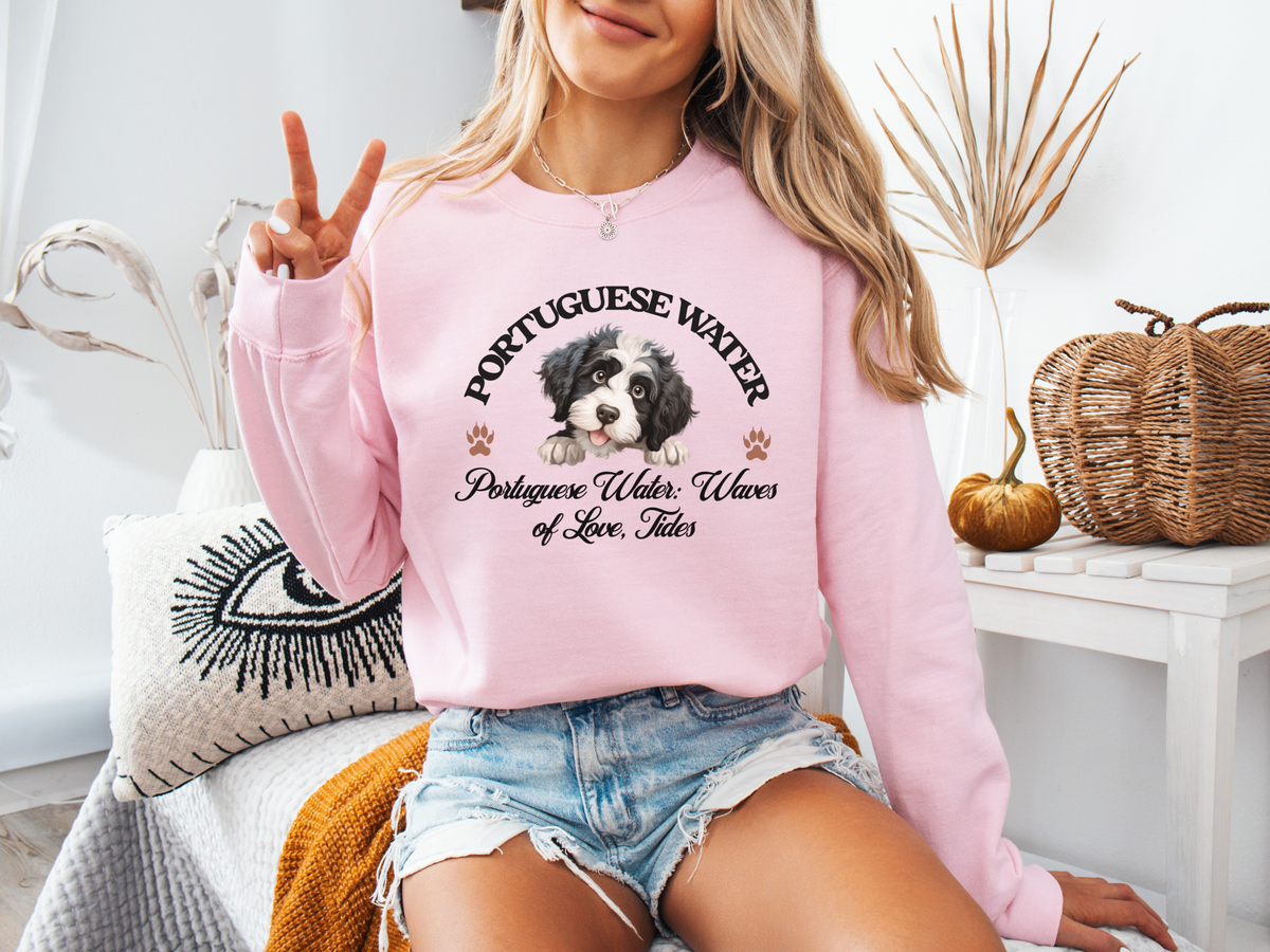 Portuguese Water Dog Sweatshirt – Waves of Love, Portuguese Water Tides – Unisex Dog Lover Apparel