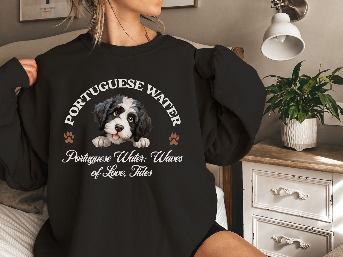 Portuguese Water Dog Sweatshirt – Waves of Love, Portuguese Water Tides – Unisex Dog Lover Apparel