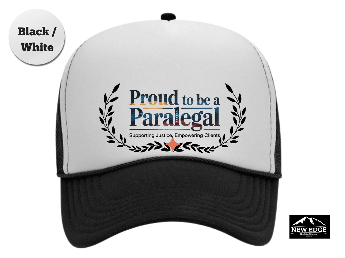 Paralegal Trucker Hat – Proud to Be a Paralegal | Supporting Justice, Empowering Clients | Legal Assistant Gift Cap