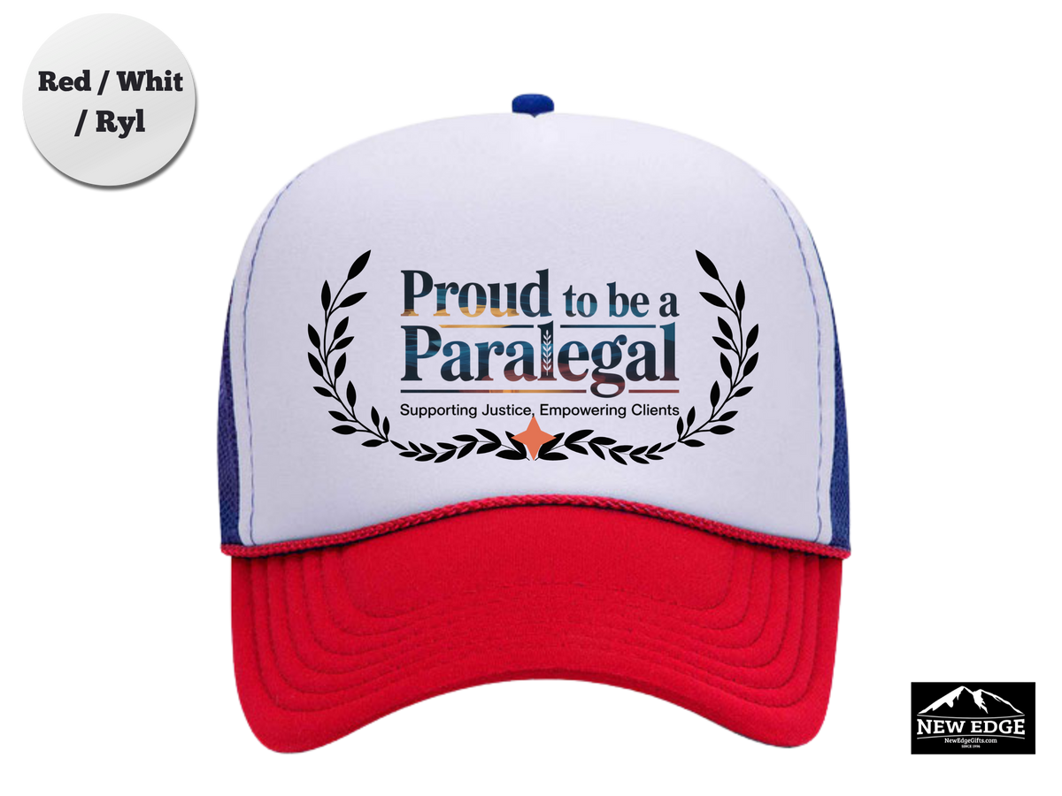 Paralegal Trucker Hat – Proud to Be a Paralegal | Supporting Justice, Empowering Clients | Legal Assistant Gift Cap