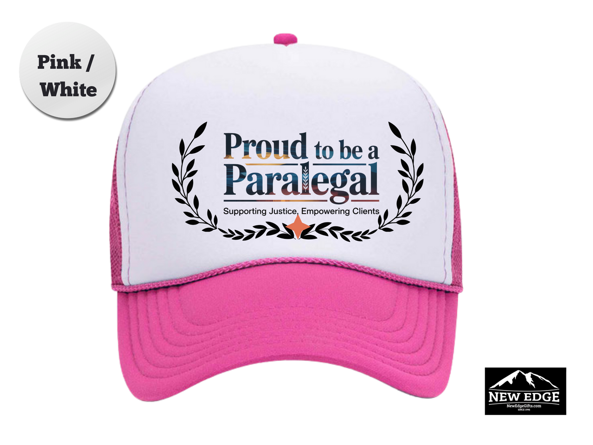 Paralegal Trucker Hat – Proud to Be a Paralegal | Supporting Justice, Empowering Clients | Legal Assistant Gift Cap