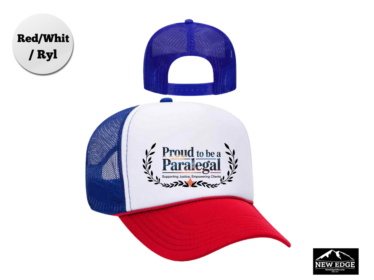 Paralegal Trucker Hat – Proud to Be a Paralegal | Supporting Justice, Empowering Clients | Legal Assistant Gift Cap