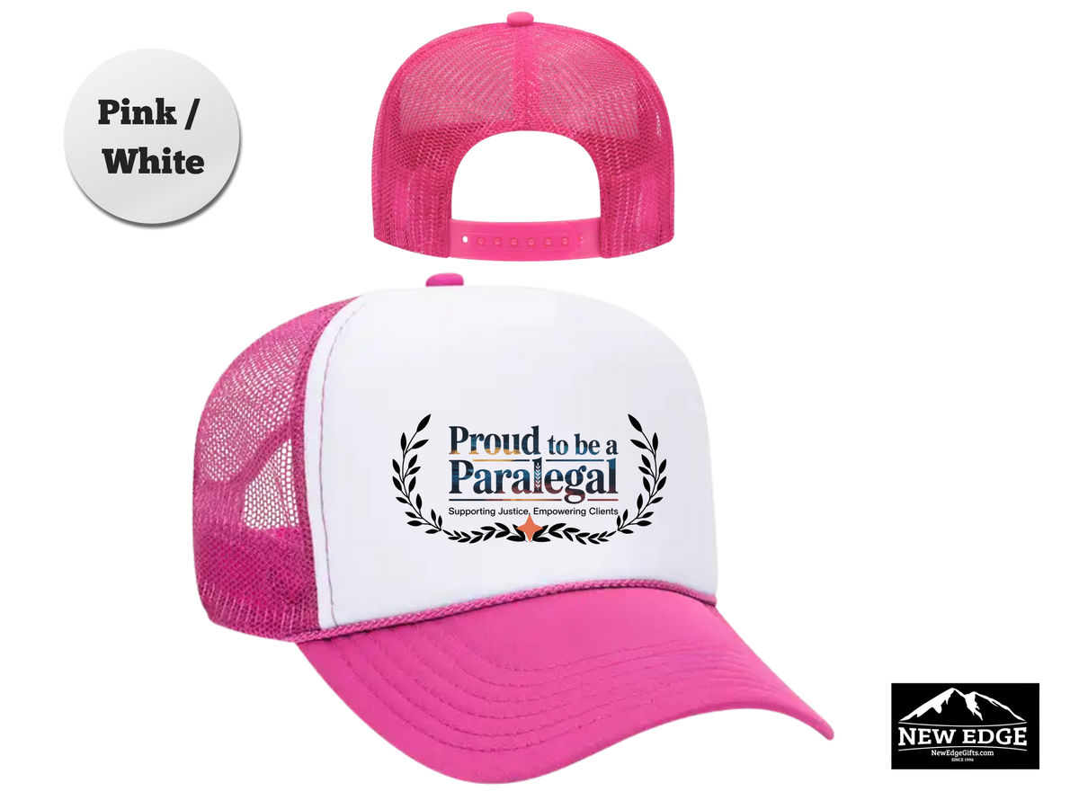 Paralegal Trucker Hat – Proud to Be a Paralegal | Supporting Justice, Empowering Clients | Legal Assistant Gift Cap