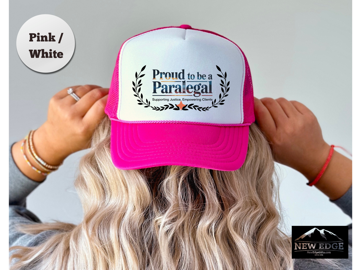 Paralegal Trucker Hat – Proud to Be a Paralegal | Supporting Justice, Empowering Clients | Legal Assistant Gift Cap