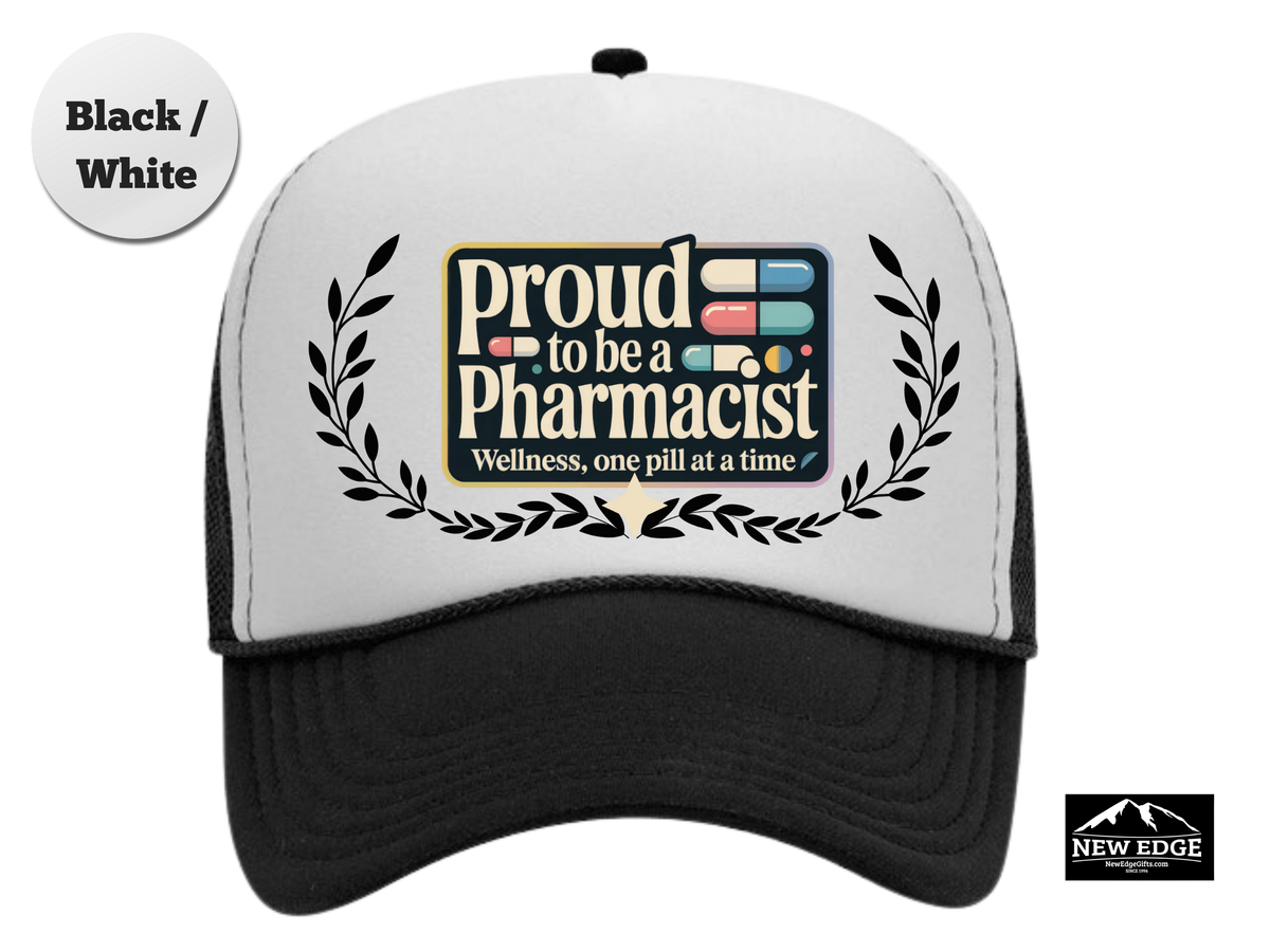 Pharmacist Trucker Hat – Proud to Be a Pharmacist | Wellness, One Pill at a Time | Pharmacy Tech & Rx Professional Gift Cap