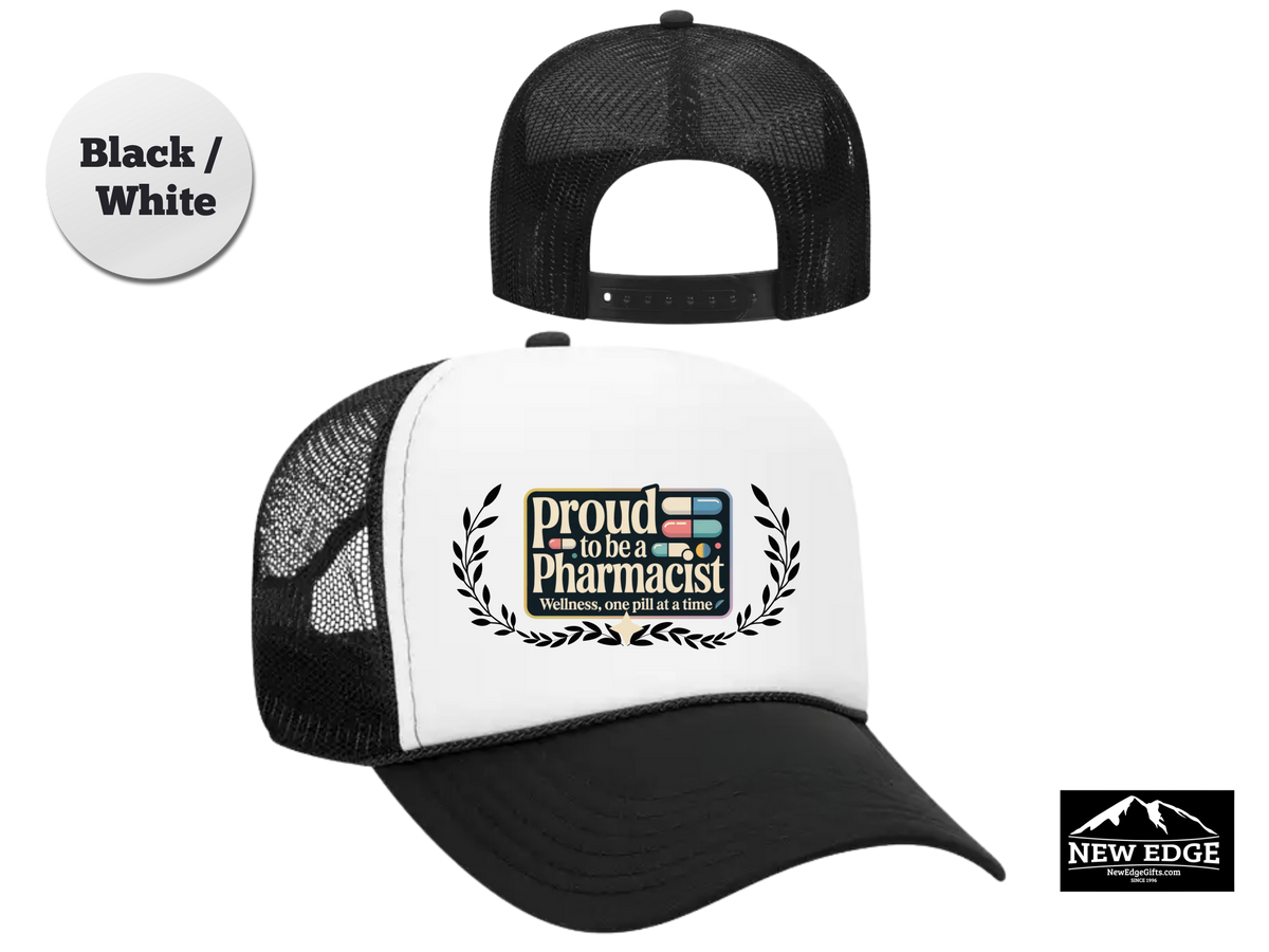 Pharmacist Trucker Hat – Proud to Be a Pharmacist | Wellness, One Pill at a Time | Pharmacy Tech & Rx Professional Gift Cap