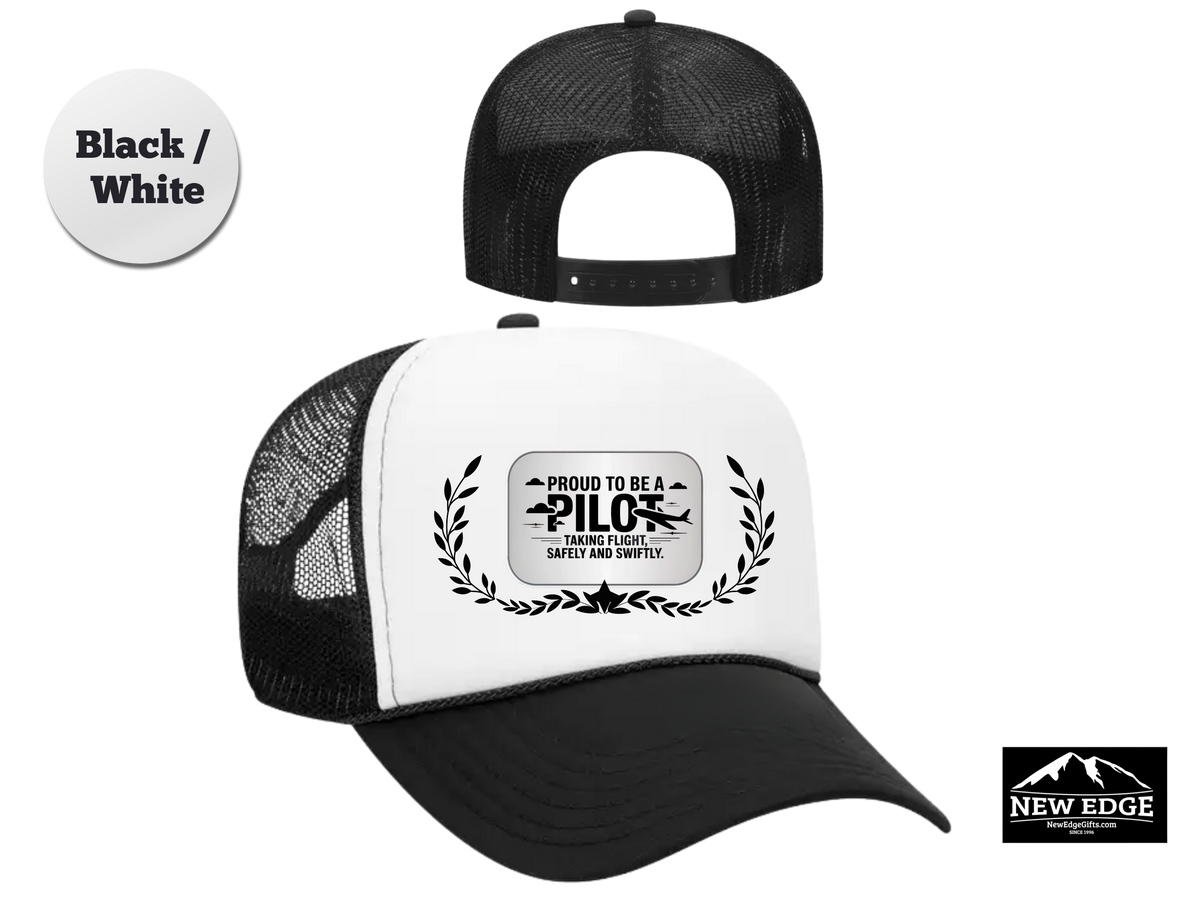 Pilot Trucker Hat – Proud to Be a Pilot | Taking Flight, Safely and Swiftly | Aviation Gift Hat for Commercial & Private Pilots