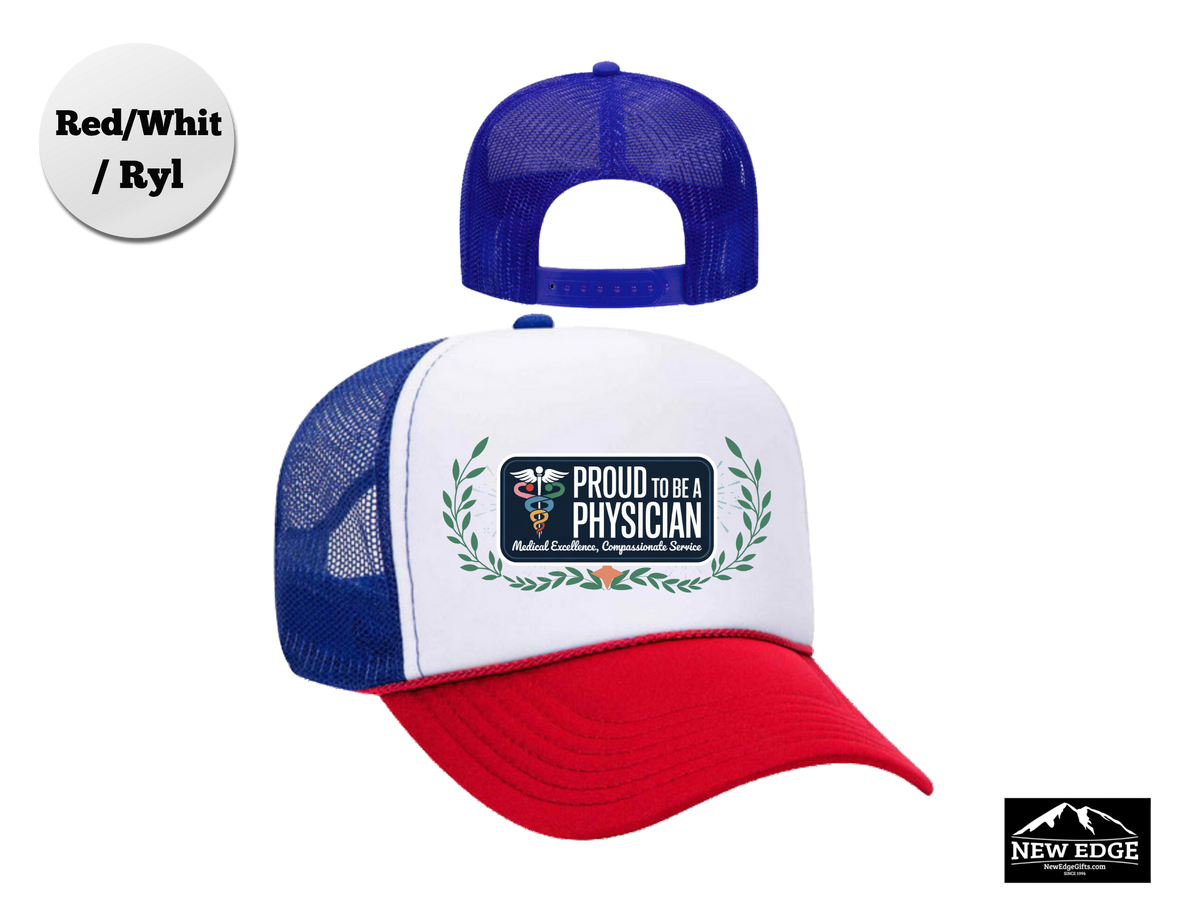 Physician Trucker Hat – Proud to Be a Physician, Medical Excellence & Compassionate Service – Healthcare Professional Mesh Cap Gift