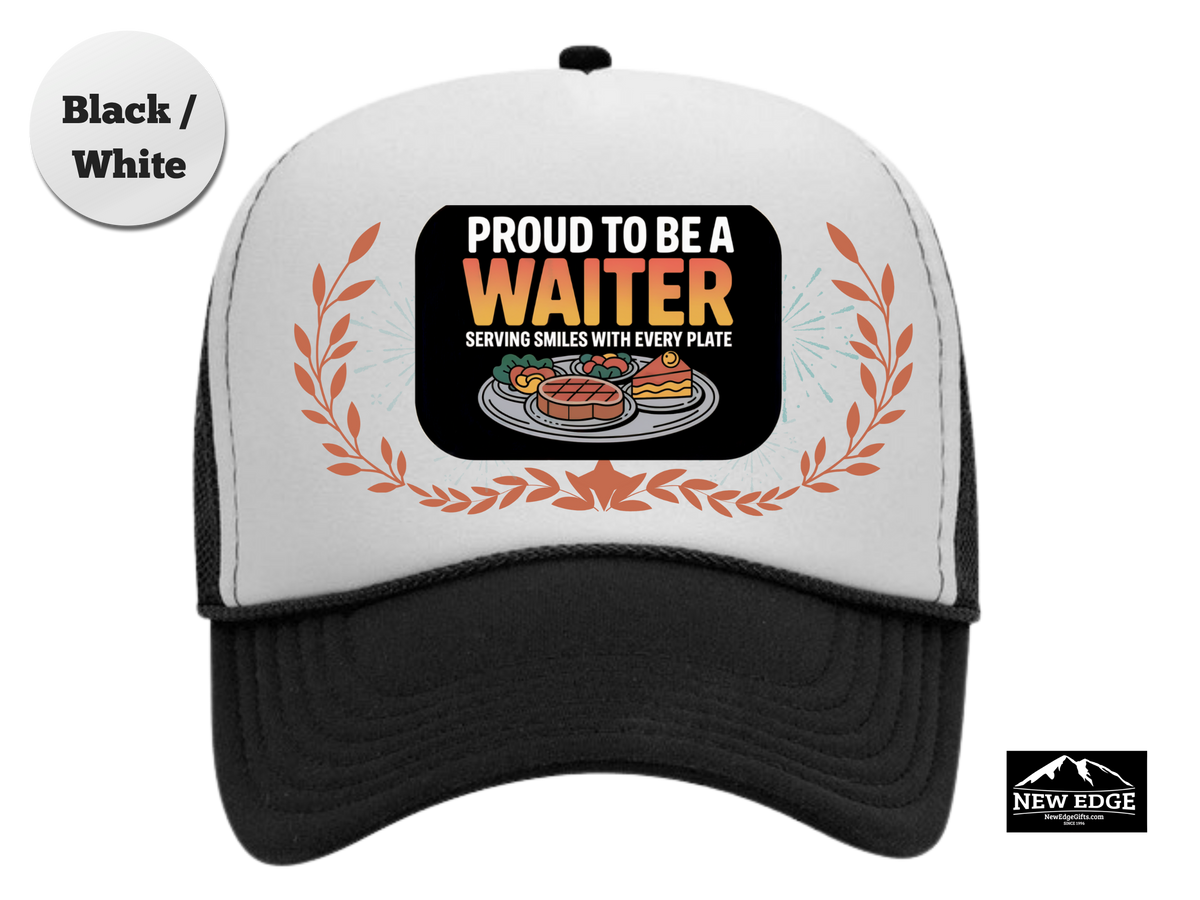 Waiter Trucker Hat – Proud to Be a Waiter, Serving Smiles with Every Plate – Restaurant Staff Mesh Cap Gift