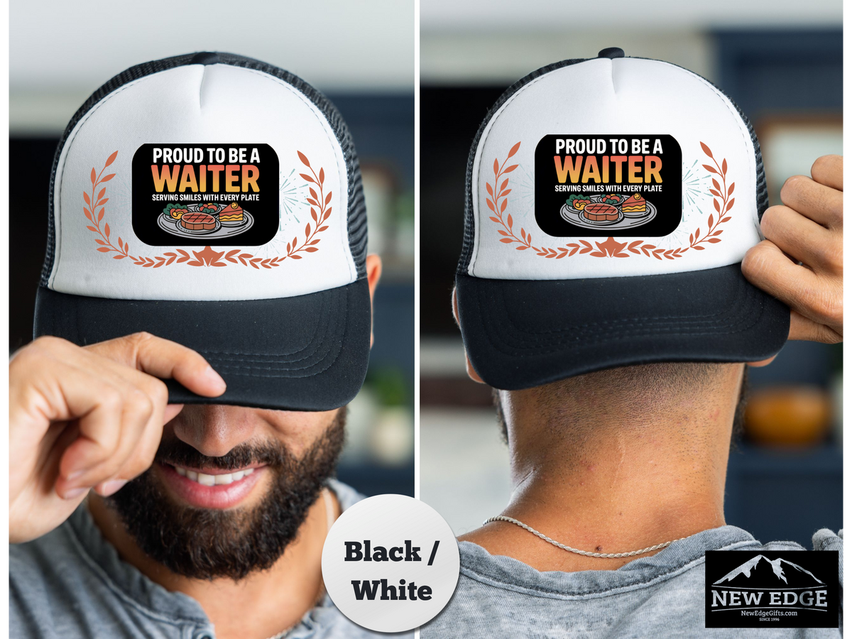 Waiter Trucker Hat – Proud to Be a Waiter, Serving Smiles with Every Plate – Restaurant Staff Mesh Cap Gift