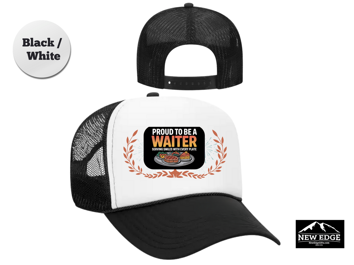 Waiter Trucker Hat – Proud to Be a Waiter, Serving Smiles with Every Plate – Restaurant Staff Mesh Cap Gift