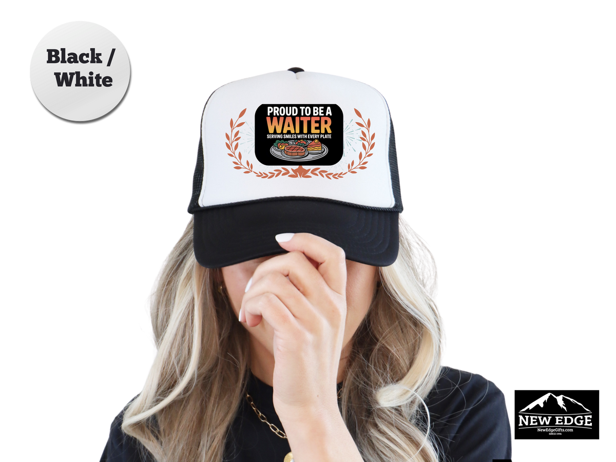 Waiter Trucker Hat – Proud to Be a Waiter, Serving Smiles with Every Plate – Restaurant Staff Mesh Cap Gift