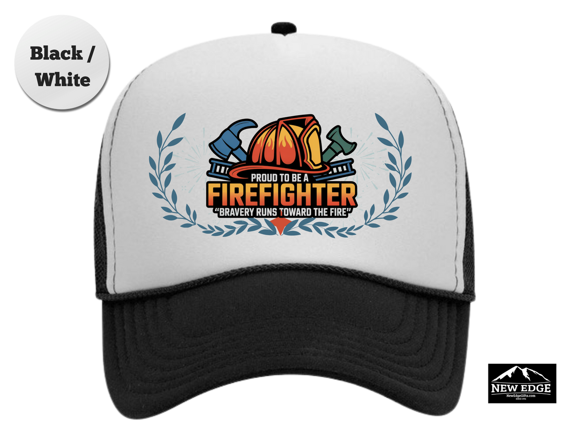Firefighter Trucker Hat – Proud to Be a Firefighter, Bravery Runs Toward the Fire – Firefighter Mesh Cap Gift