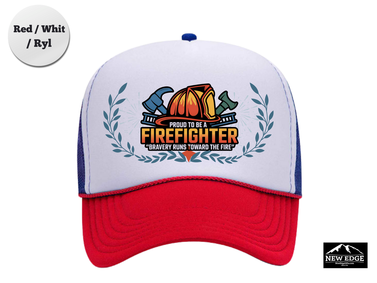 Firefighter Trucker Hat – Proud to Be a Firefighter, Bravery Runs Toward the Fire – Firefighter Mesh Cap Gift