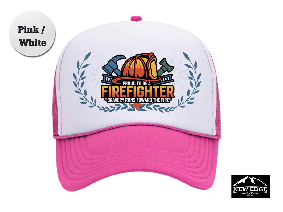 Firefighter Trucker Hat – Proud to Be a Firefighter, Bravery Runs Toward the Fire – Firefighter Mesh Cap Gift