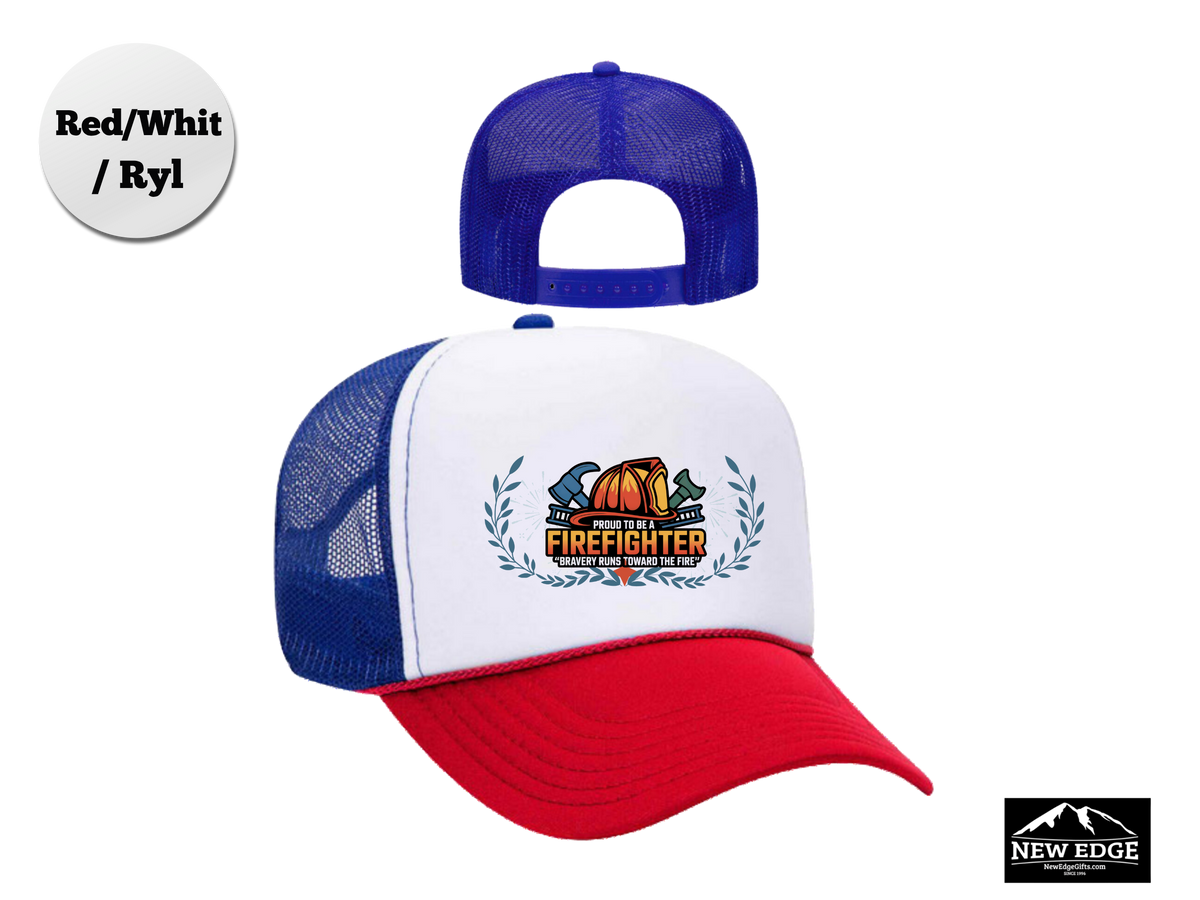 Firefighter Trucker Hat – Proud to Be a Firefighter, Bravery Runs Toward the Fire – Firefighter Mesh Cap Gift