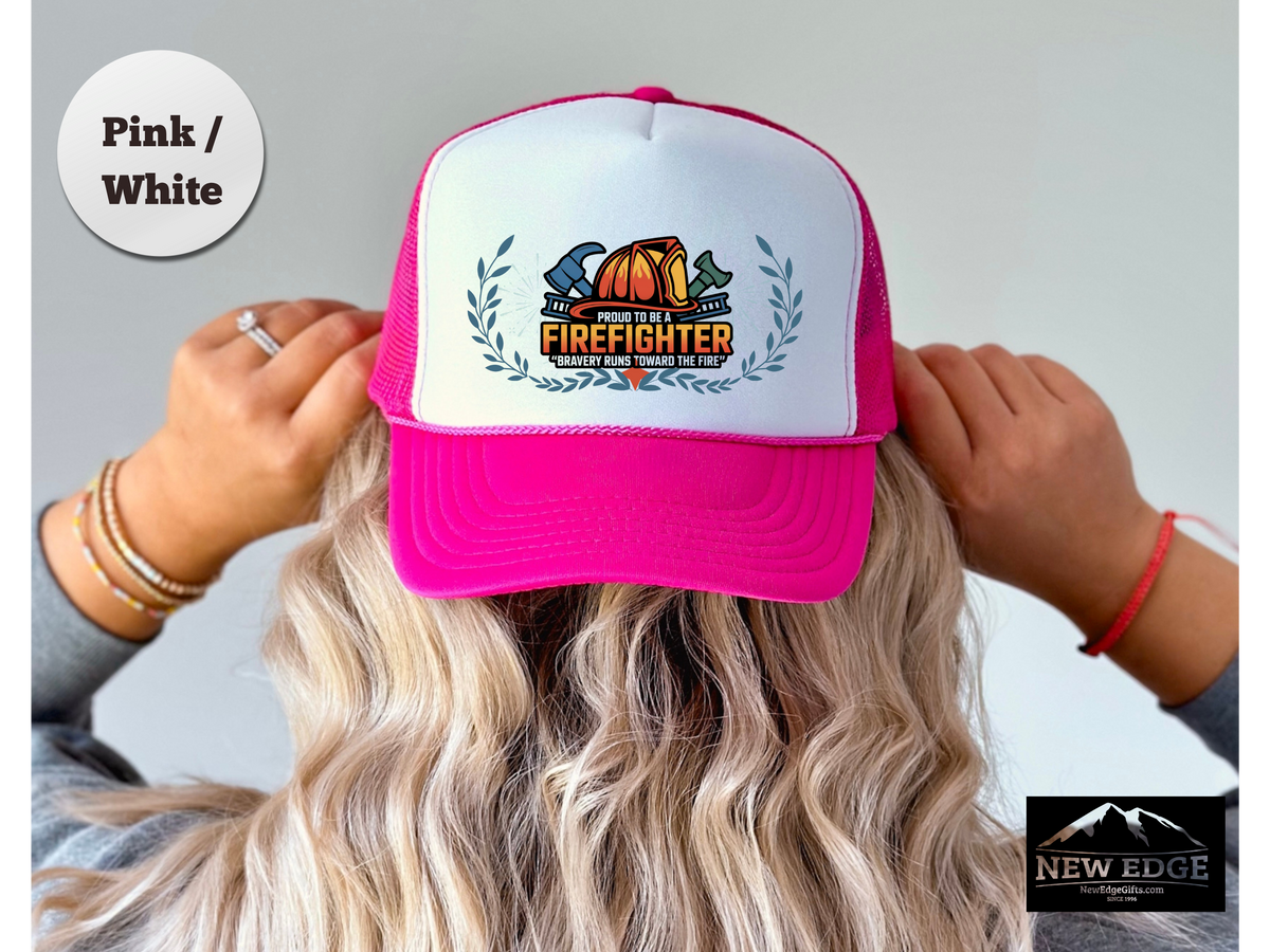 Firefighter Trucker Hat – Proud to Be a Firefighter, Bravery Runs Toward the Fire – Firefighter Mesh Cap Gift