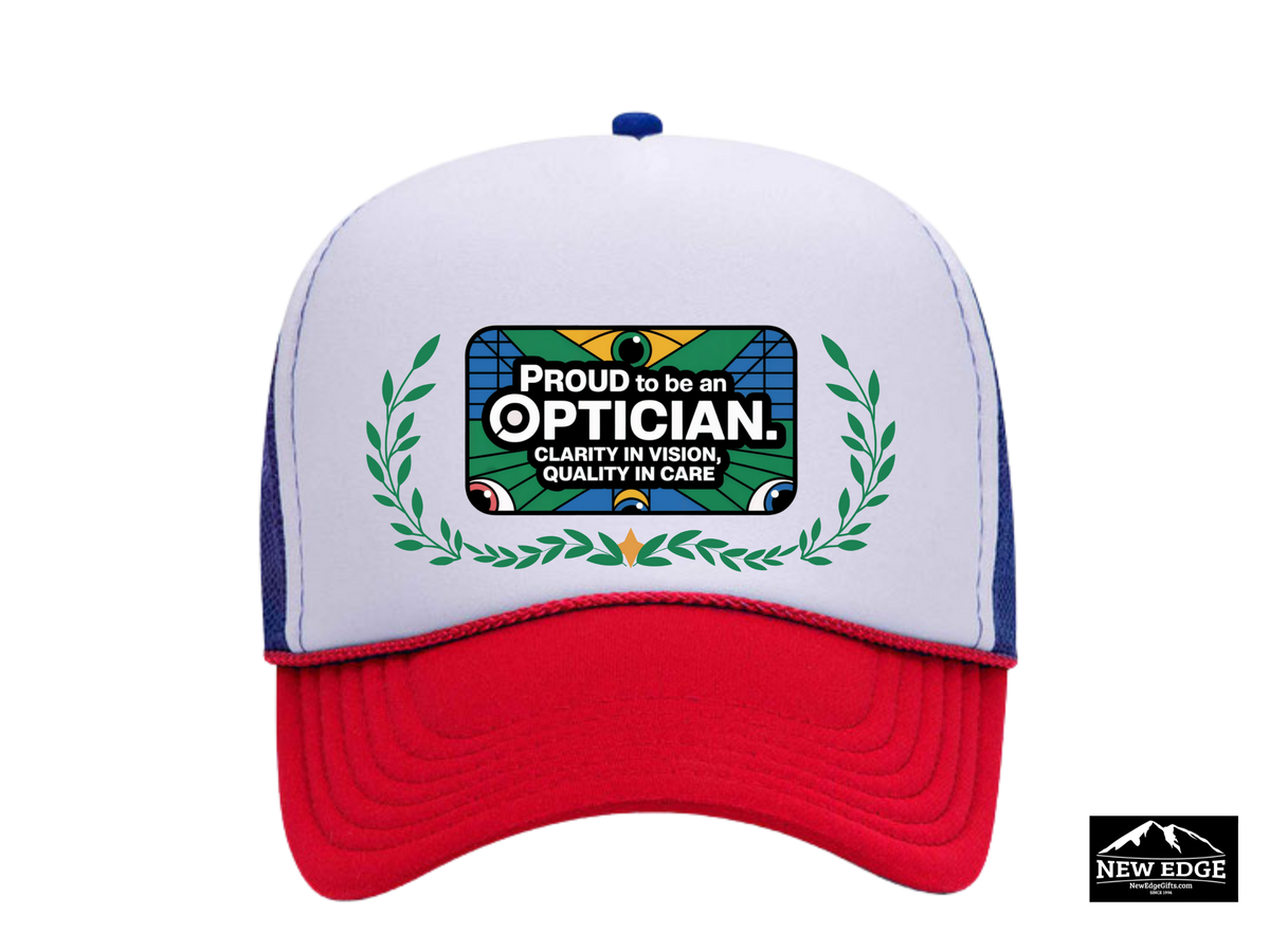 Optician Trucker Hat – Proud to Be an Optician | Clarity in Vision, Quality in Care | Eye Care Professional Gift