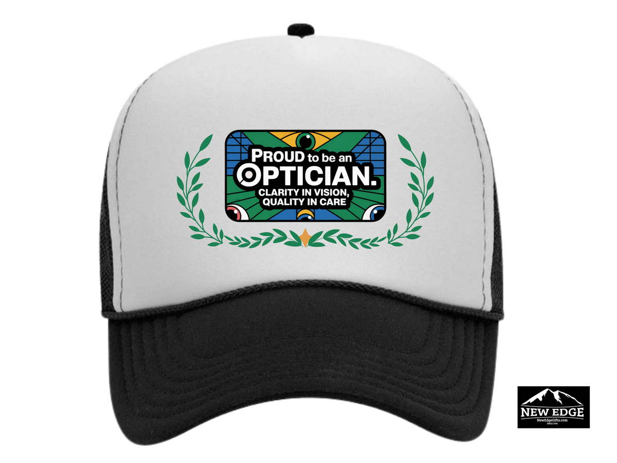 Optician Trucker Hat – Proud to Be an Optician | Clarity in Vision, Quality in Care | Eye Care Professional Gift
