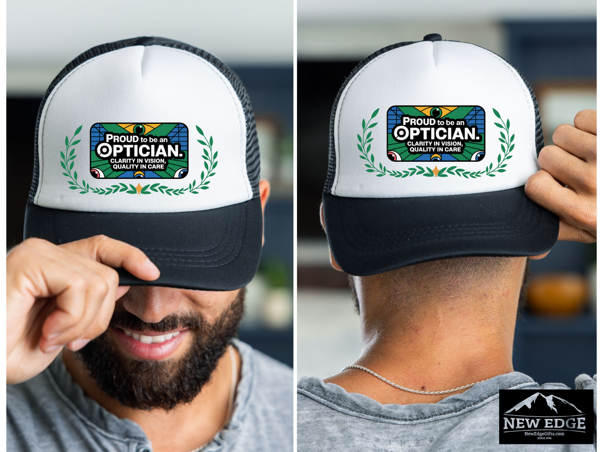 Optician Trucker Hat – Proud to Be an Optician | Clarity in Vision, Quality in Care | Eye Care Professional Gift